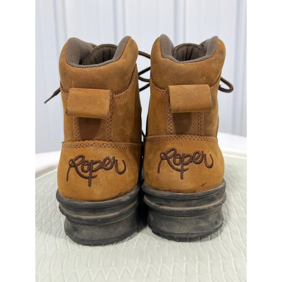 Roper Crossrider Round Toe Western Boot Mens 9 Lace Up Brown Leather Kiltie - Picture 6 of 11